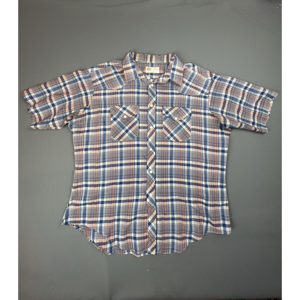 Vintage Charlie Brown Western Grandpa Plaid Pearl Snap Shirt XL